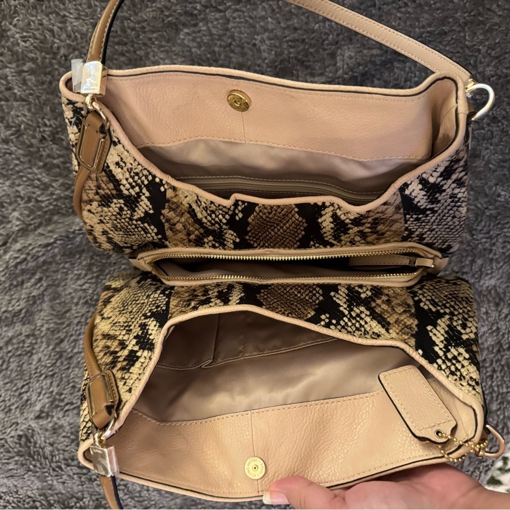 COACH Vintage Madison Phoebe Canvas Python Snakeskin Shoulder Bag - Picture 9 of 16